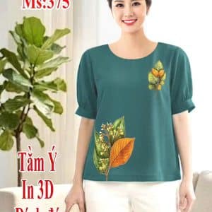 Vải lụa Tằm ý in 3D đính đá Ms:375