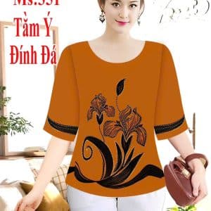 Vải lụa Tằm ý in 3D đính đá Ms:351